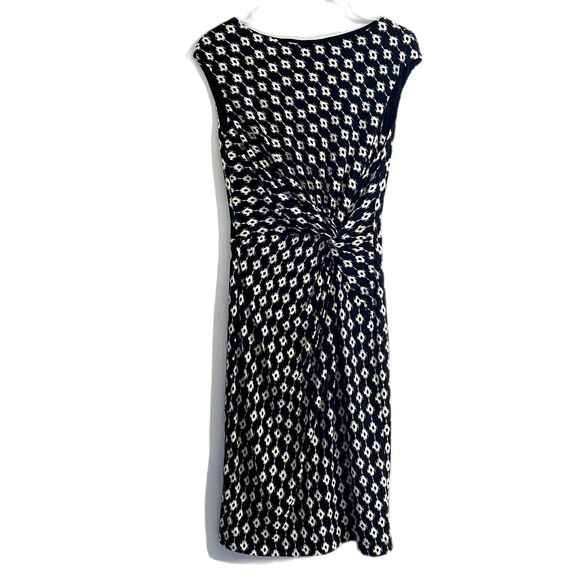Lauren Ralph Lauren Twist Front Sheath Dress Knee Length Black Printed Size 6 - Picture 1 of 5